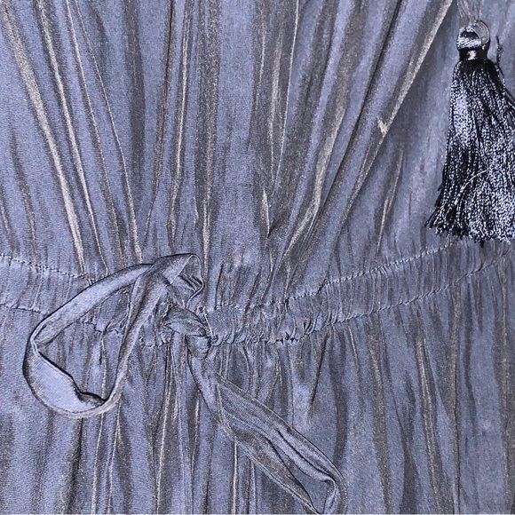 Calypso St. Barth | Boho Tassel Maxi Dress Trila Dark Navy Matte Satin | Sz M - Picture 7 of 12